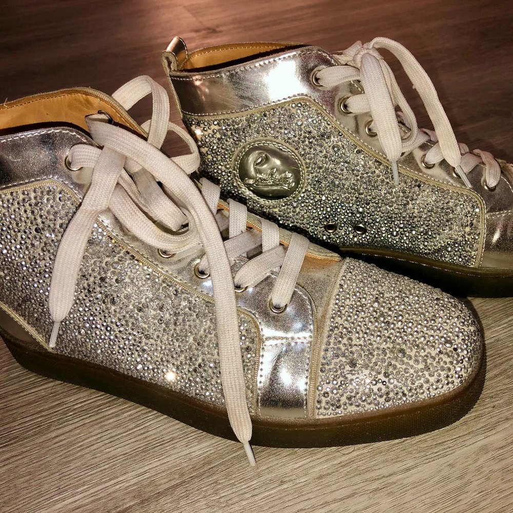 Christian Louboutin Silver Studs Sneakers Hightops Size 8 Men (10 Women) RARE!